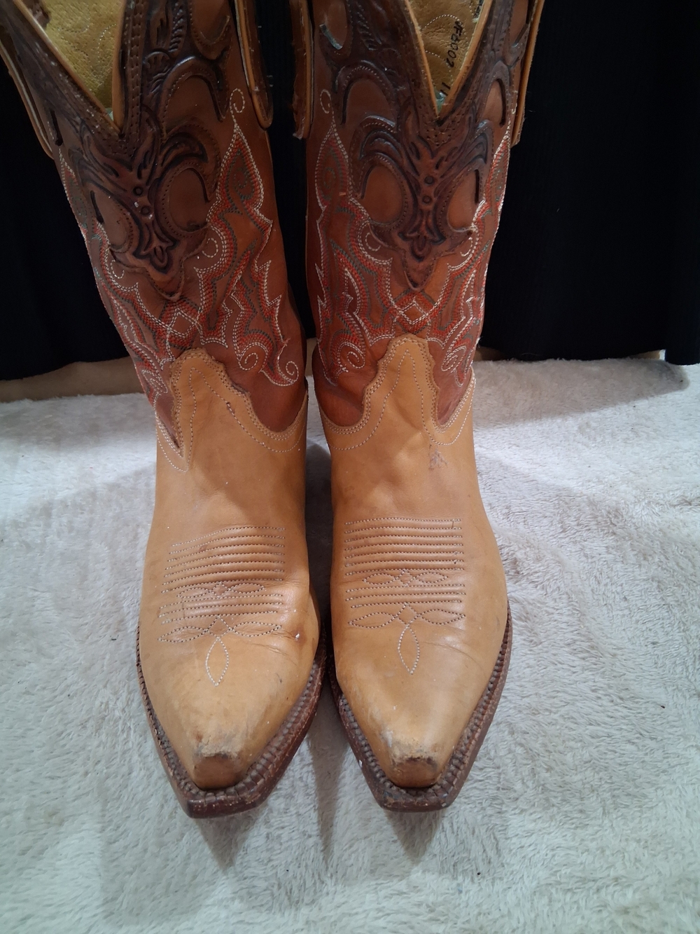 Tony Lama  Two-Tone Brown Tan Embroidered Western Heeled Boots